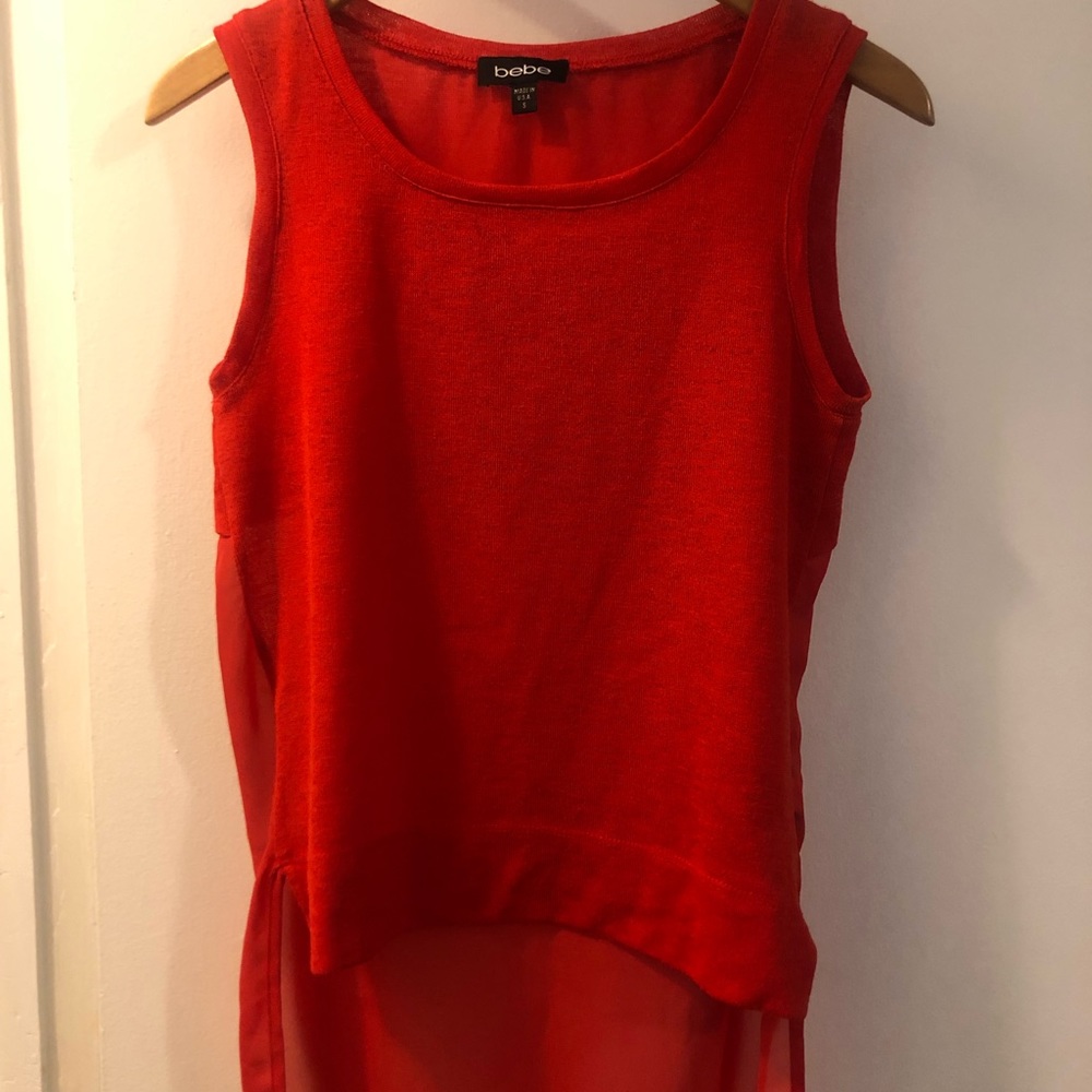 Bebe Fiery Red tank top, size small.